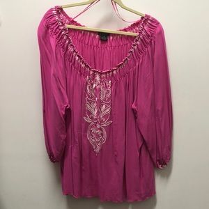 Pink blouse with embroidery